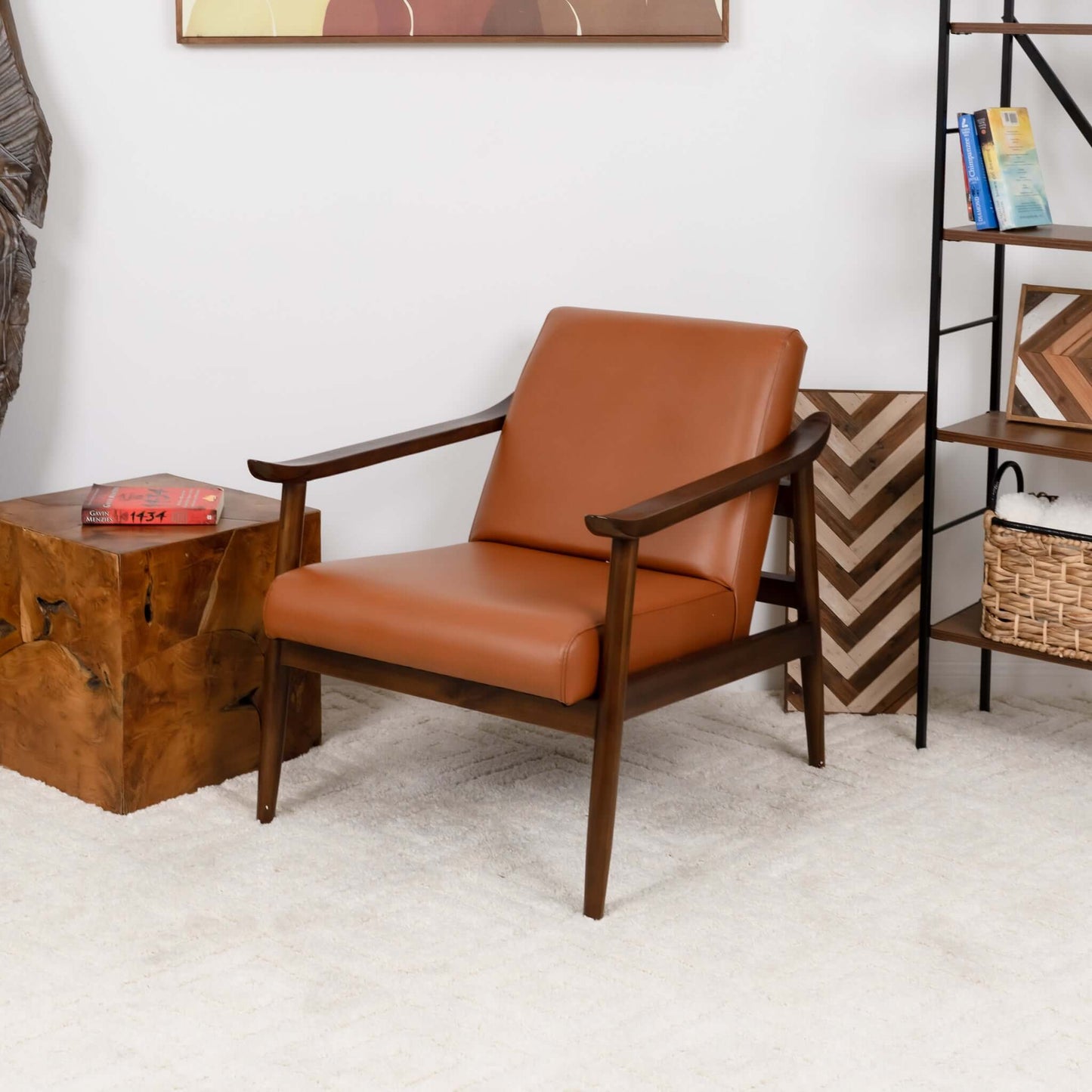 Brandon Tan Leather Lounge Chair