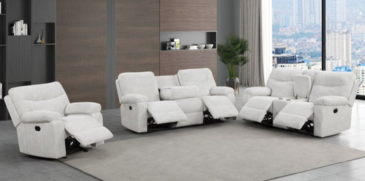 Bravo Beige Fabric Reclining Living Room Set