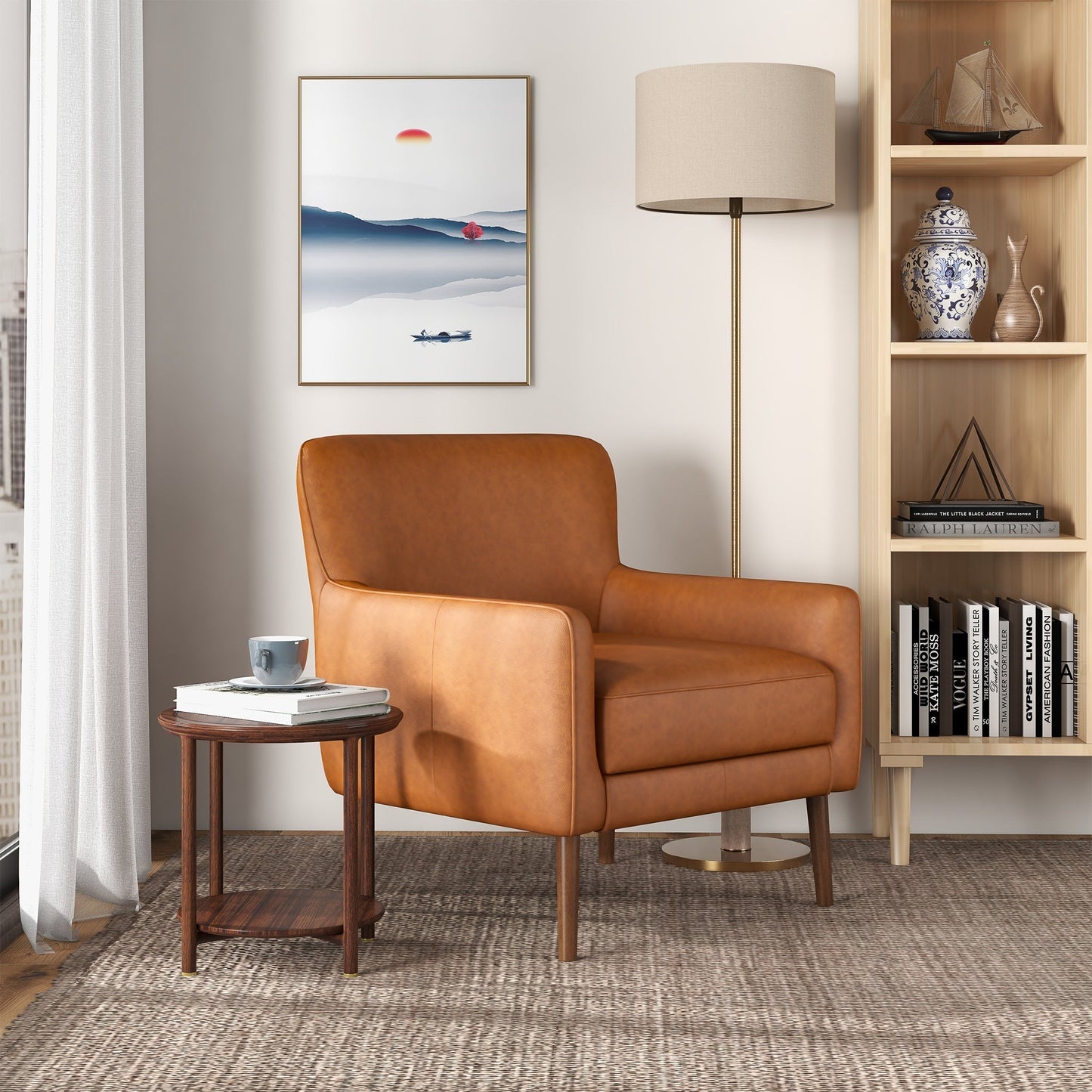 Claire Tan Genuine Leather Lounge Chair