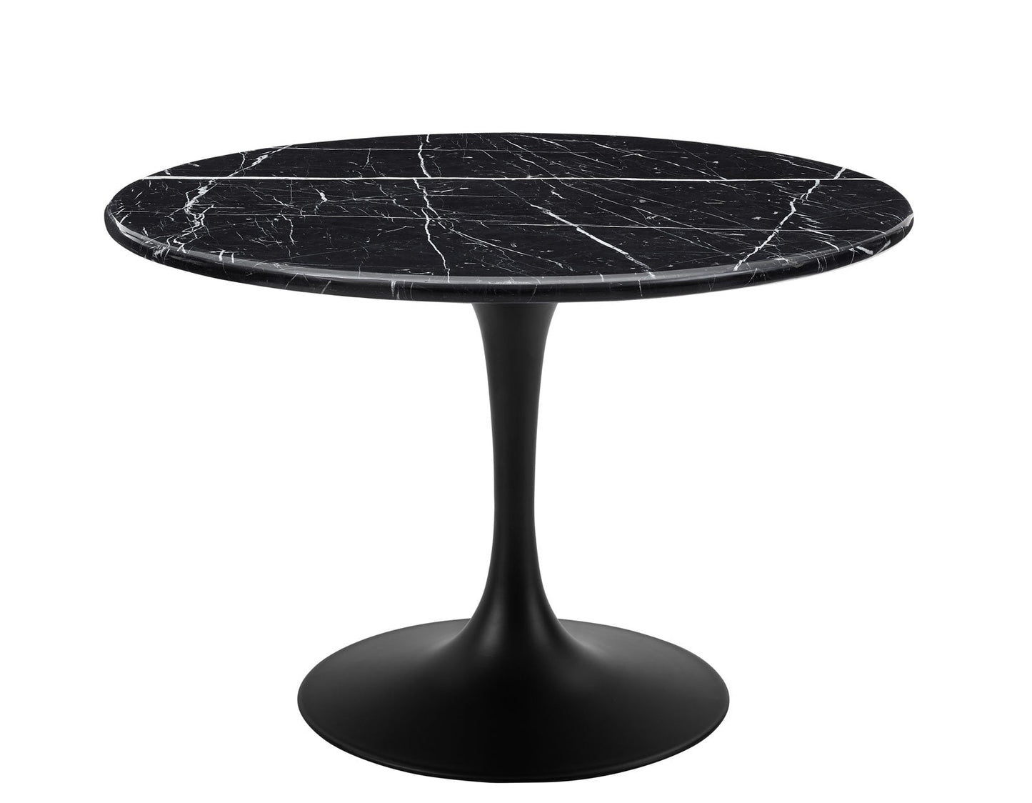 Colfax 45 inch Round Black Marquina Marble Top/Black Base Dining Table