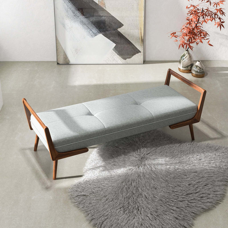 Cora Grey Fabric Bench
