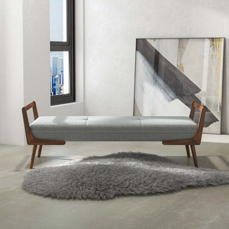 Cora Grey Fabric Bench