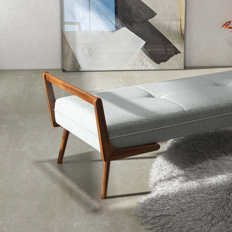 Cora Grey Fabric Bench