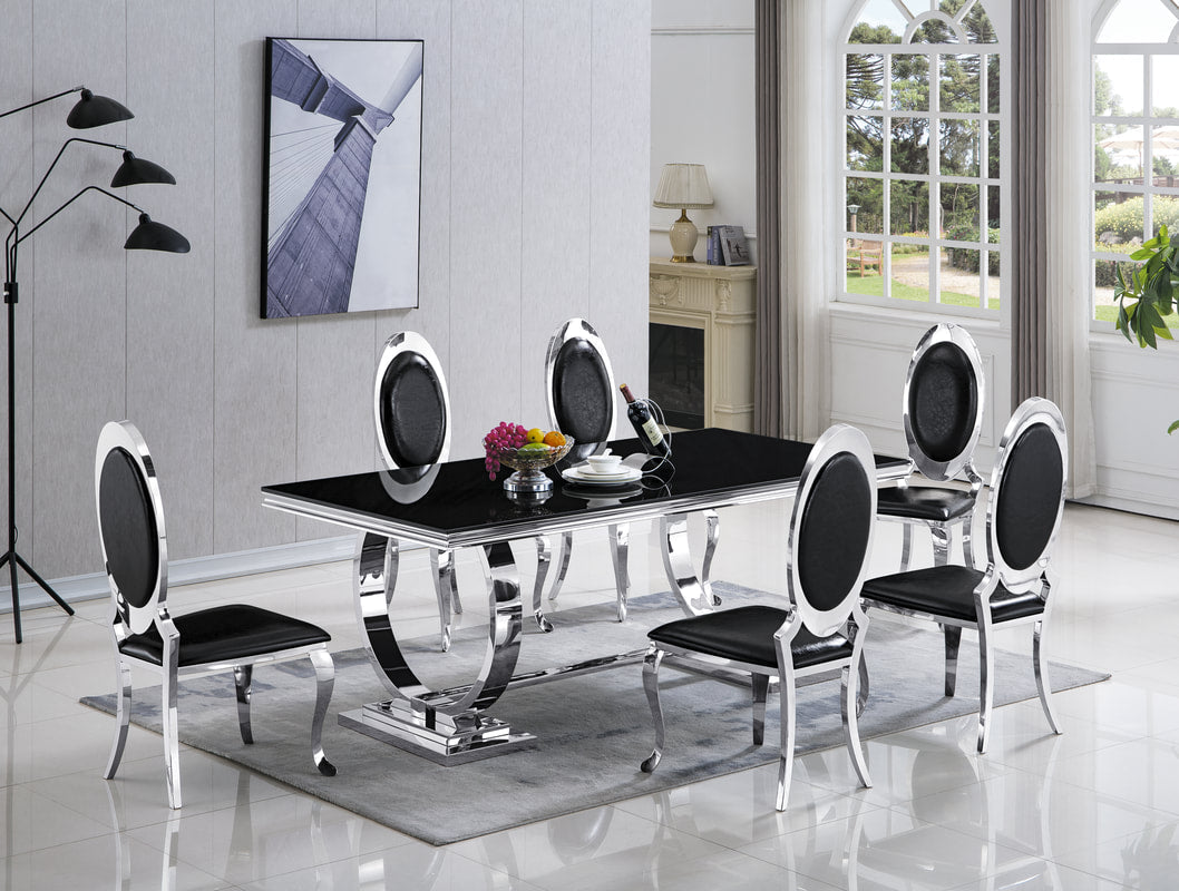 Betsy Chrome/Black 7-Piece Dining Room Set