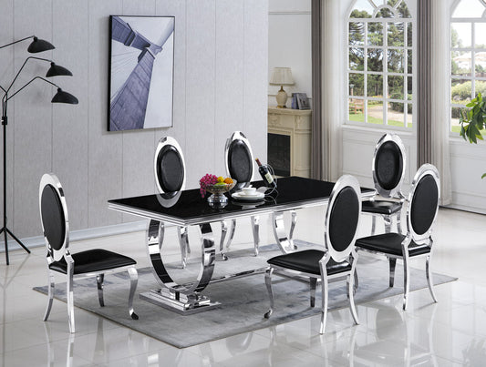 Betsy Chrome/Black 7-Piece Dining Room Set