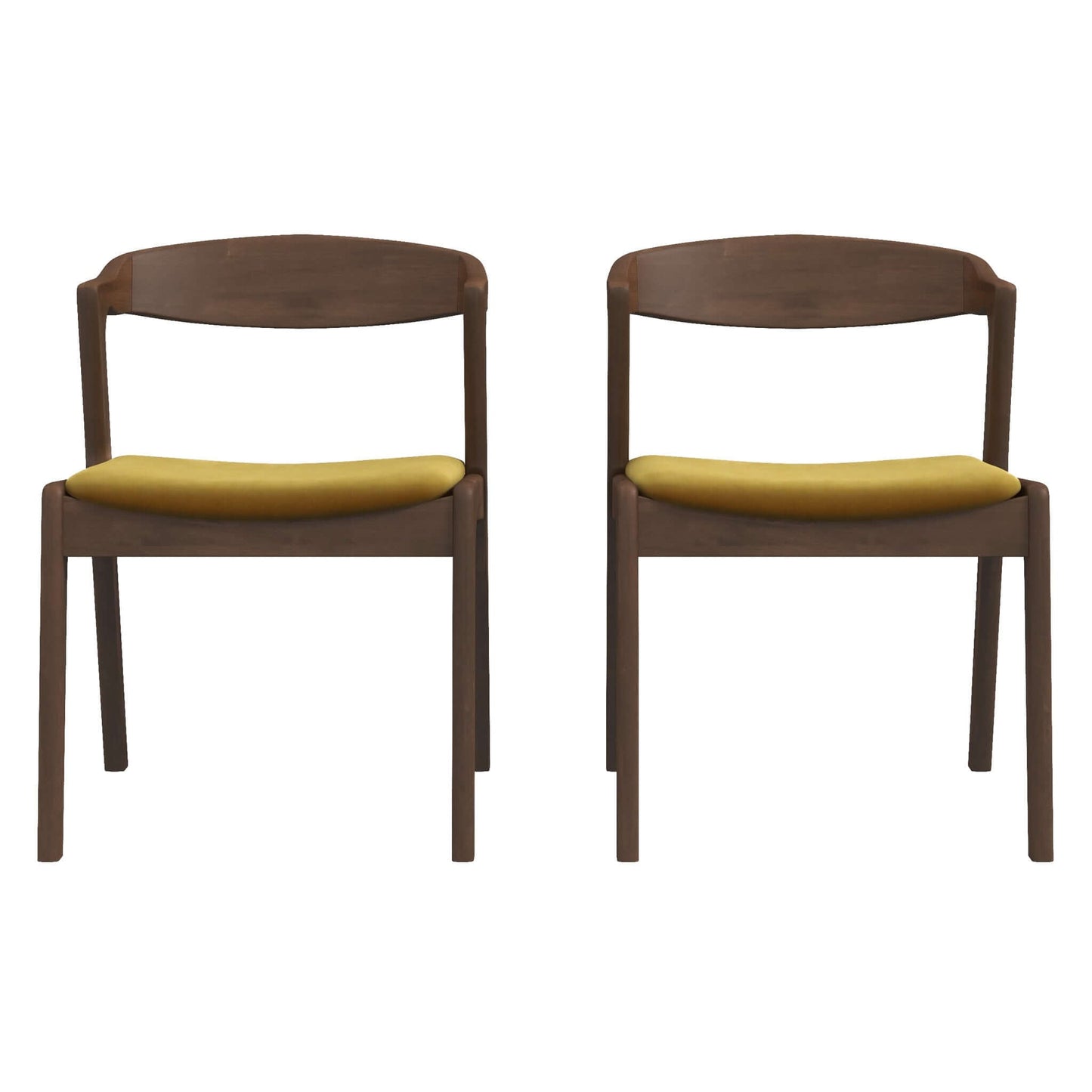 Dakota Mid-Century Modern Solid Wood Velvet Dining Chair (Set of 2) Black Leather