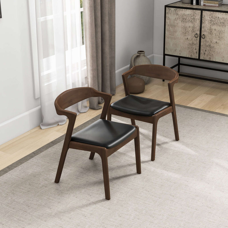 Dakota Mid-Century Modern Solid Wood Velvet Dining Chair (Set of 2) Cream