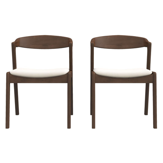 Dakota Mid-Century Modern Solid Wood Velvet Dining Chair (Set of 2) Cream
