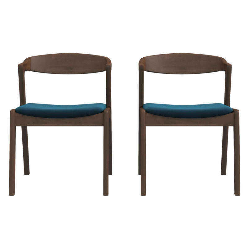 Dakota Mid-Century Modern Solid Wood Velvet Dining Chair (Set of 2) Cream