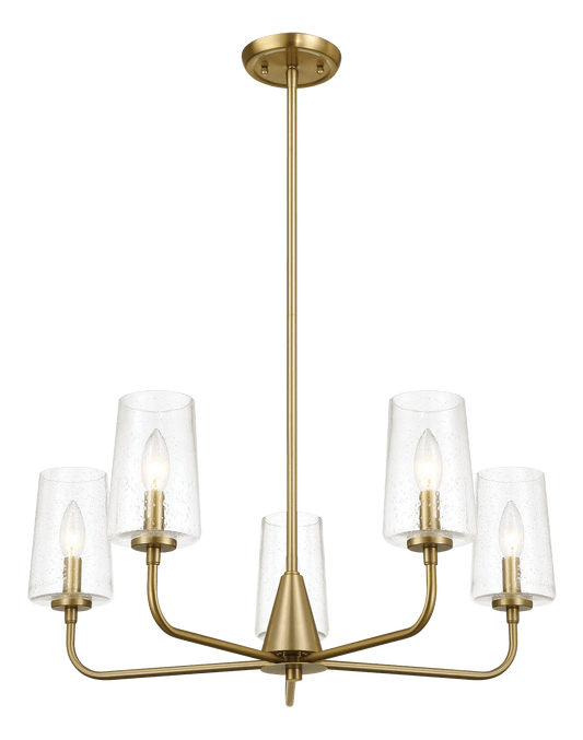 Dazzle Five Lights Chandelier With Clear Seeded Glass -Satin Brass