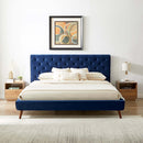 Dillon Velvet Platform Bed Queen / Teal