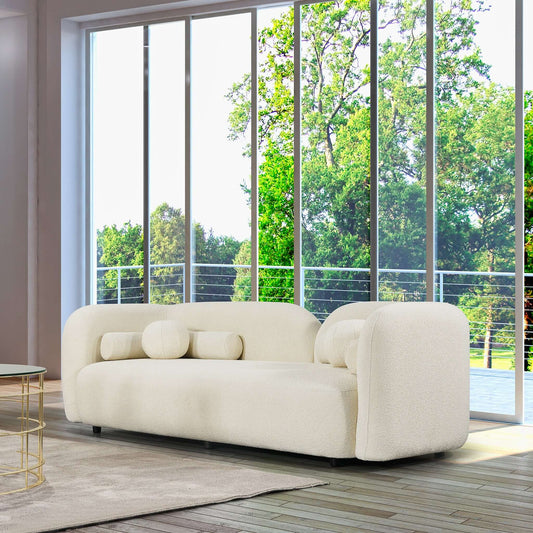 Donna Japandi Style Boucle Sofa Ivory