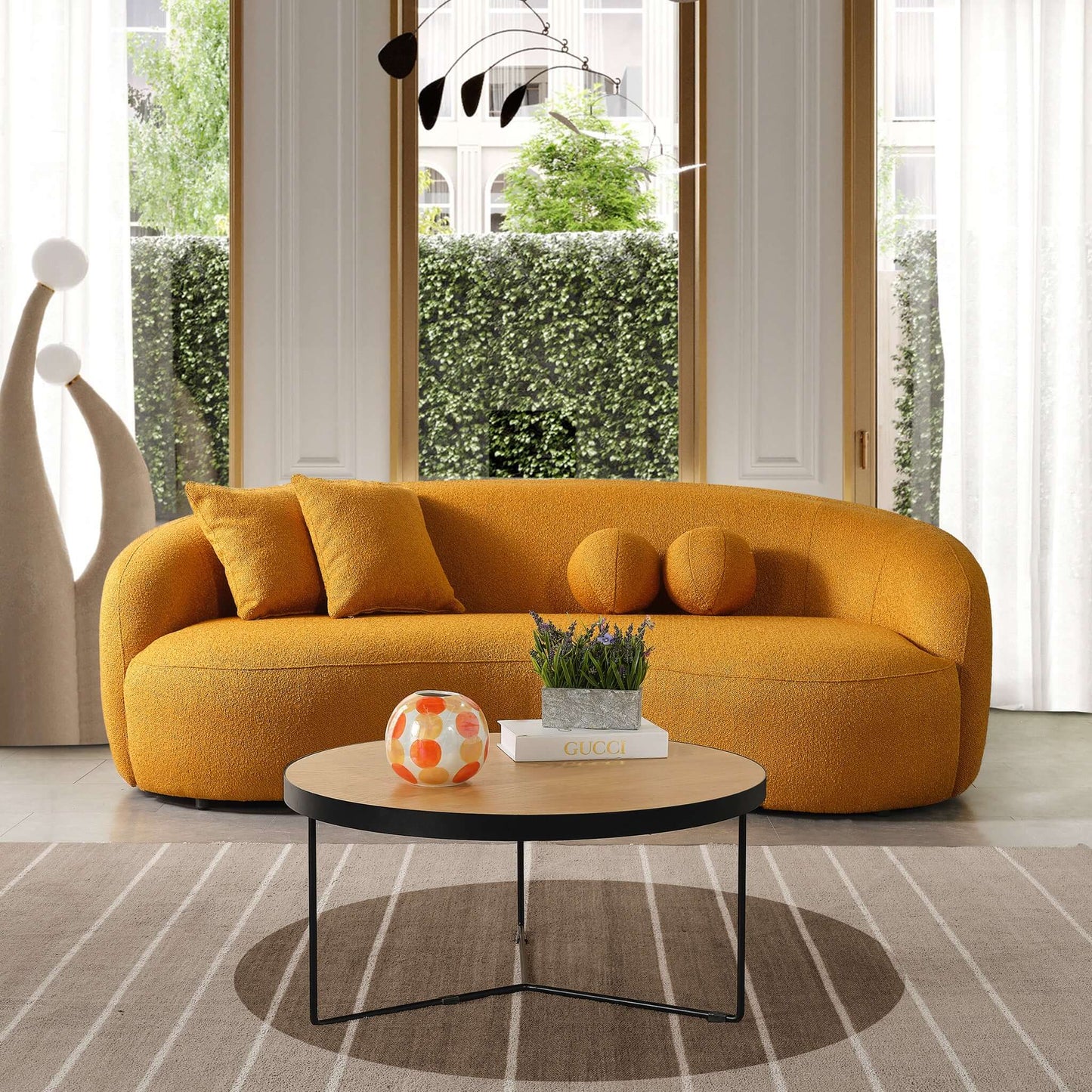 Blair Orange Curvy Boucle Sofa