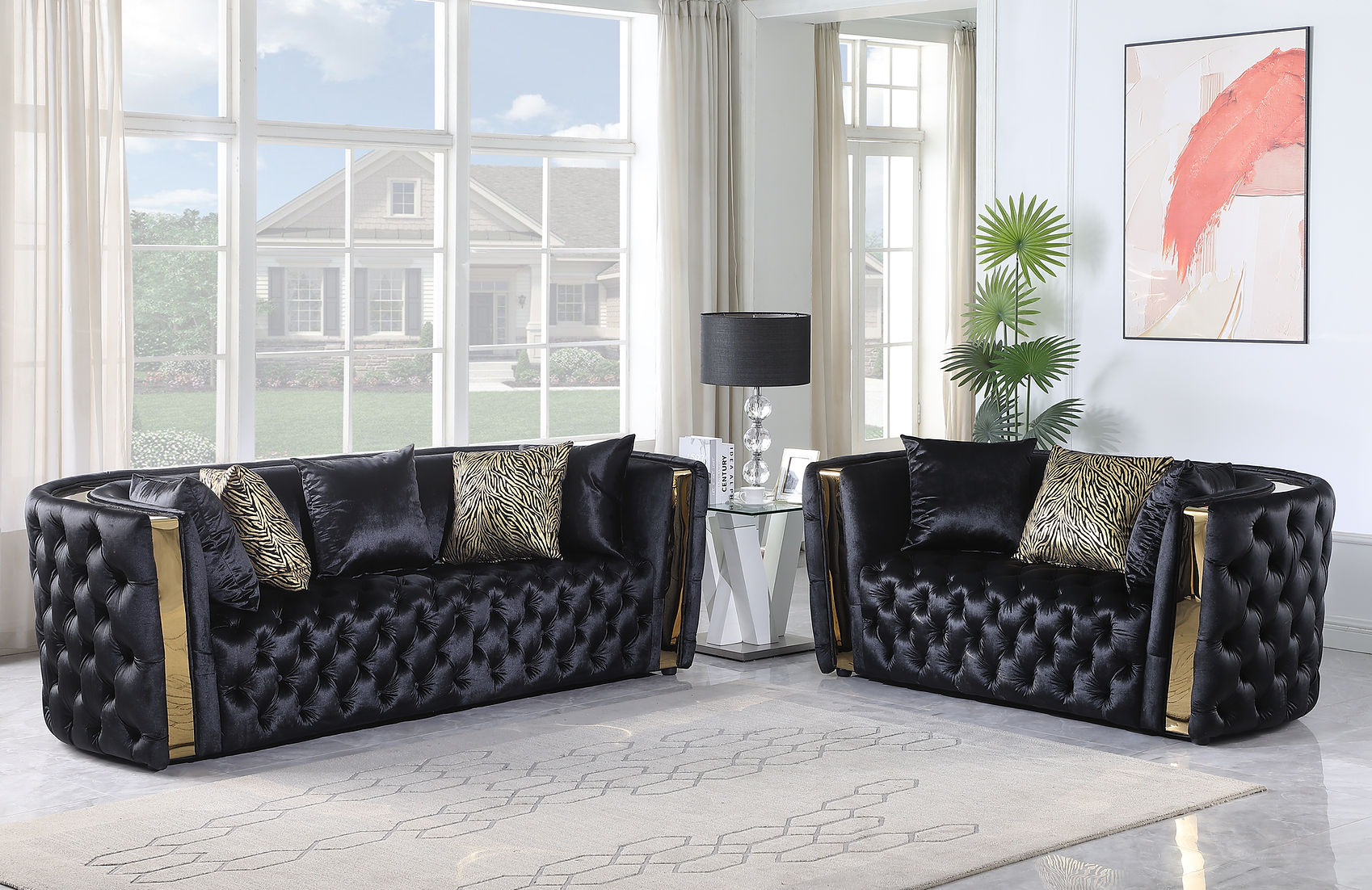 Velvet Black Sofa