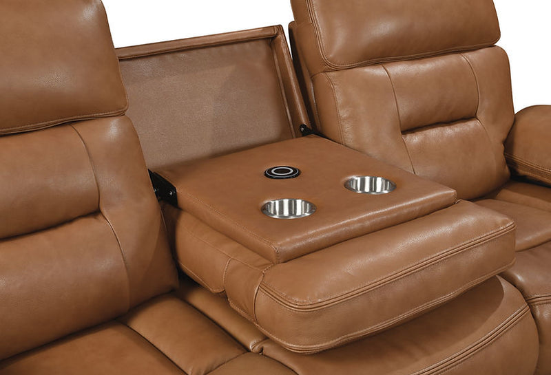 Dallas Camel Leather Reclining Living Room Set