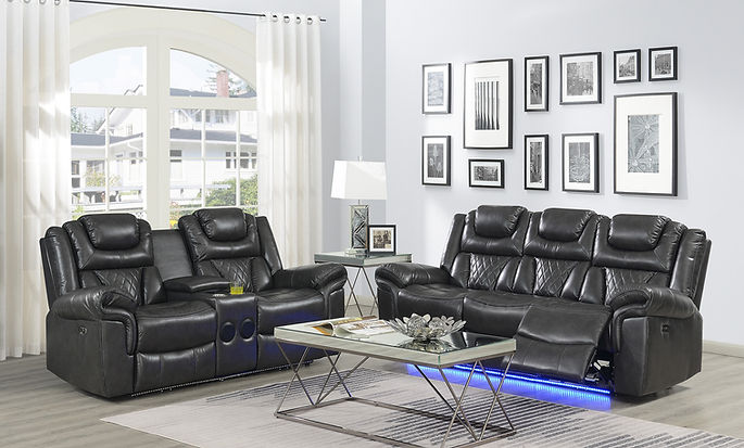 Party Time Grey Power Reclining Living Room Set