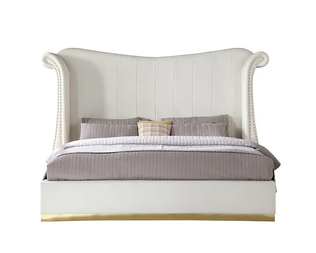 B400 Luna Cream Velvet 66" Queen Platform Bed