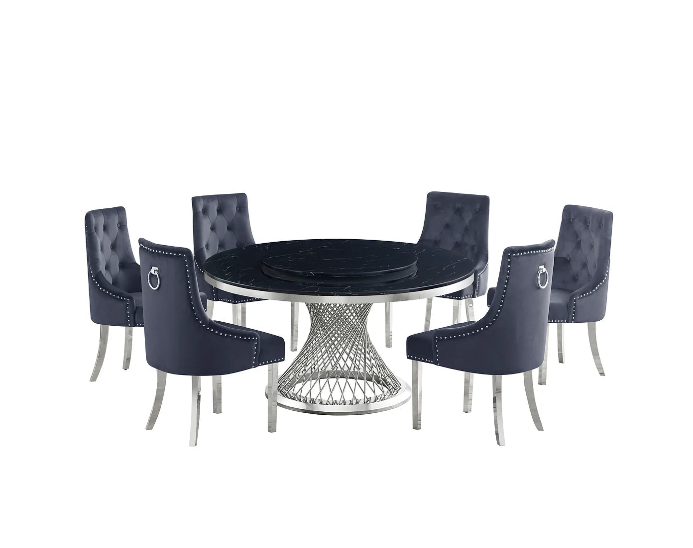 D605 UNICO DINING TABLE - BLACK / CHROME