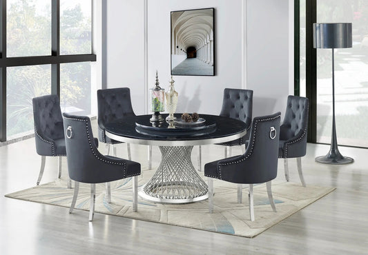 D605 UNICO DINING TABLE - BLACK / CHROME
