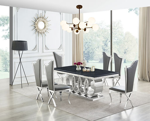 D620 GIOVANNI  TABLE  - BLACK & CHROME