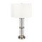 Echo Brushed Nickel Table Lamp with On/Off Switch Clear Glass Body  Metal Base