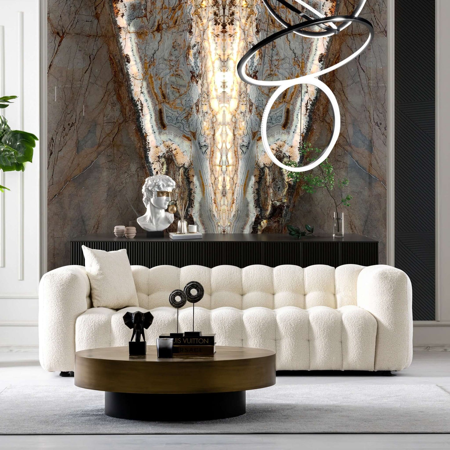 Eden Modern Tufted Chesterfield Boucle Fabric Sofa Cream