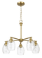 Elegance Five Lights Linear Arms with Golden Brass Finish Chain Chandelier 24"W × 8.5"H with Clear Water Glass