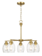 Elegance Five Lights Linear Arms with Golden Brass Finish Chain Chandelier 24"W × 8.5"H with Clear Water Glass