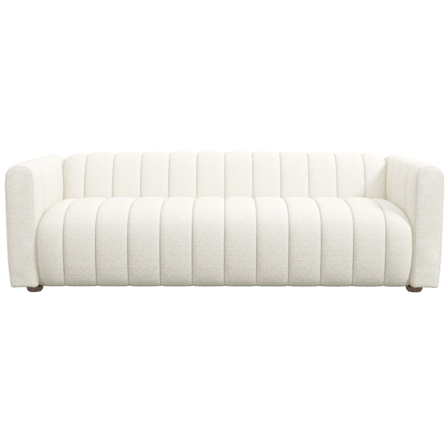 Clara Beige Boucle Channel Tufted Sofa