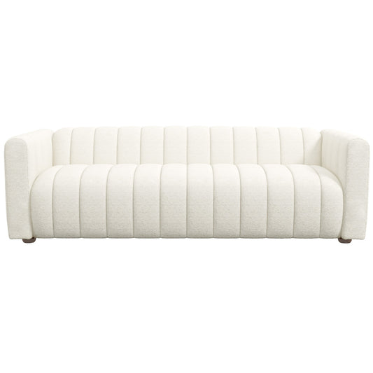 Clara Beige Boucle Channel Tufted Sofa