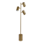 Harmony Brassed Gold Floor Lamp with Rotary Switch Triple Spots Metal Block Base