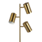 Harmony Brassed Gold Floor Lamp with Rotary Switch Triple Spots Metal Block Base