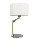 Horizon Brushed Nickel Table Lamp with On/Off Switch Curved Metal Base Linen Shade