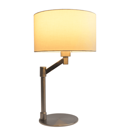 Horizon Brushed Nickel Table Lamp with On/Off Switch Curved Metal Base Linen Shade