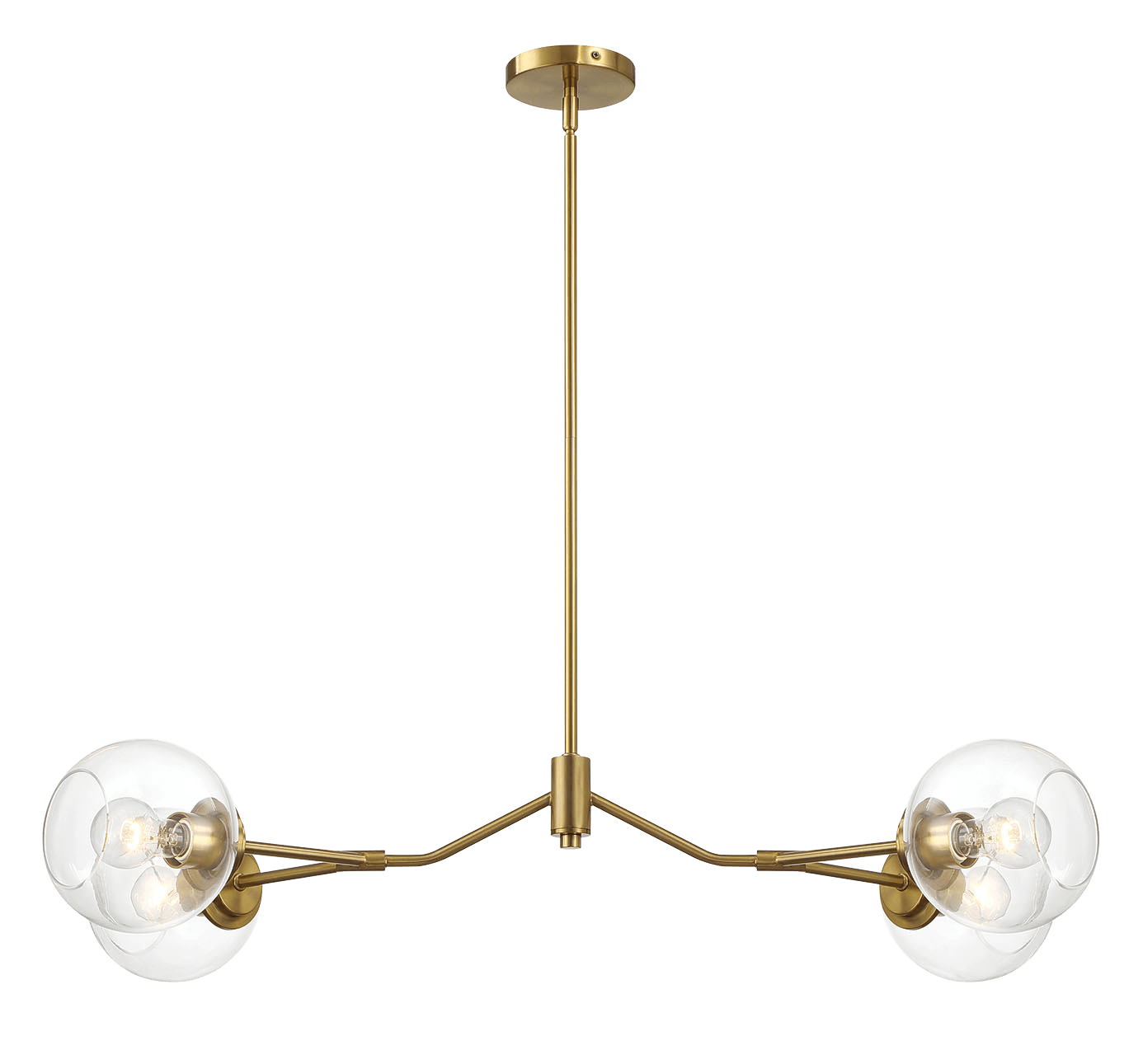 Jewel Four Lights Modern Farmhouse Chandelier Ceiling Hanging Light Fixture For Kitchen Island Dining Room 36"L × 20"W × 7.25"H with Clear Glass