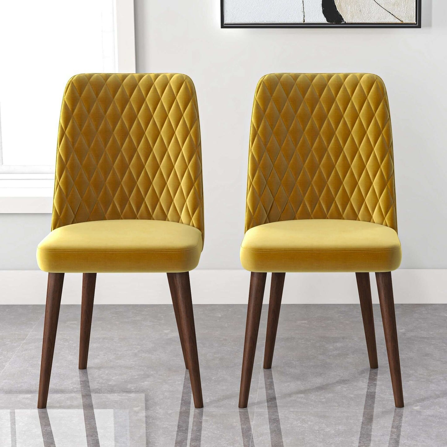 Katie Mid-Century Modern Velvet Dining Chair (Set of 2) Burnt Orange