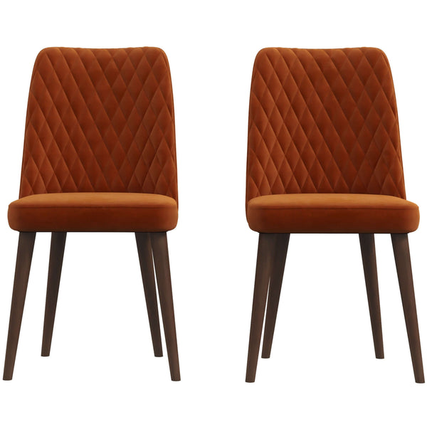 Katie Mid-Century Modern Velvet Dining Chair (Set of 2) Burnt Orange