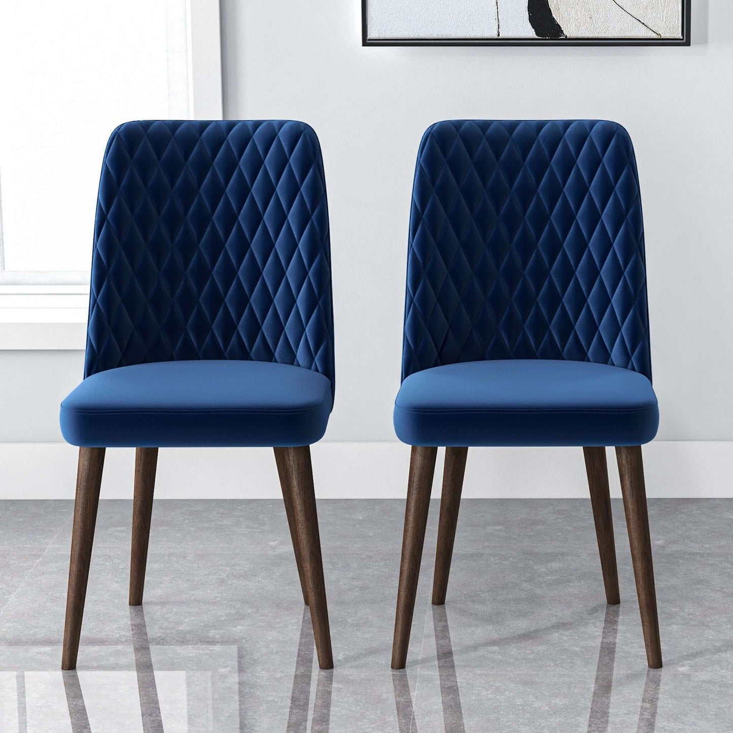 Katie Mid-Century Modern Velvet Dining Chair (Set of 2) Cream