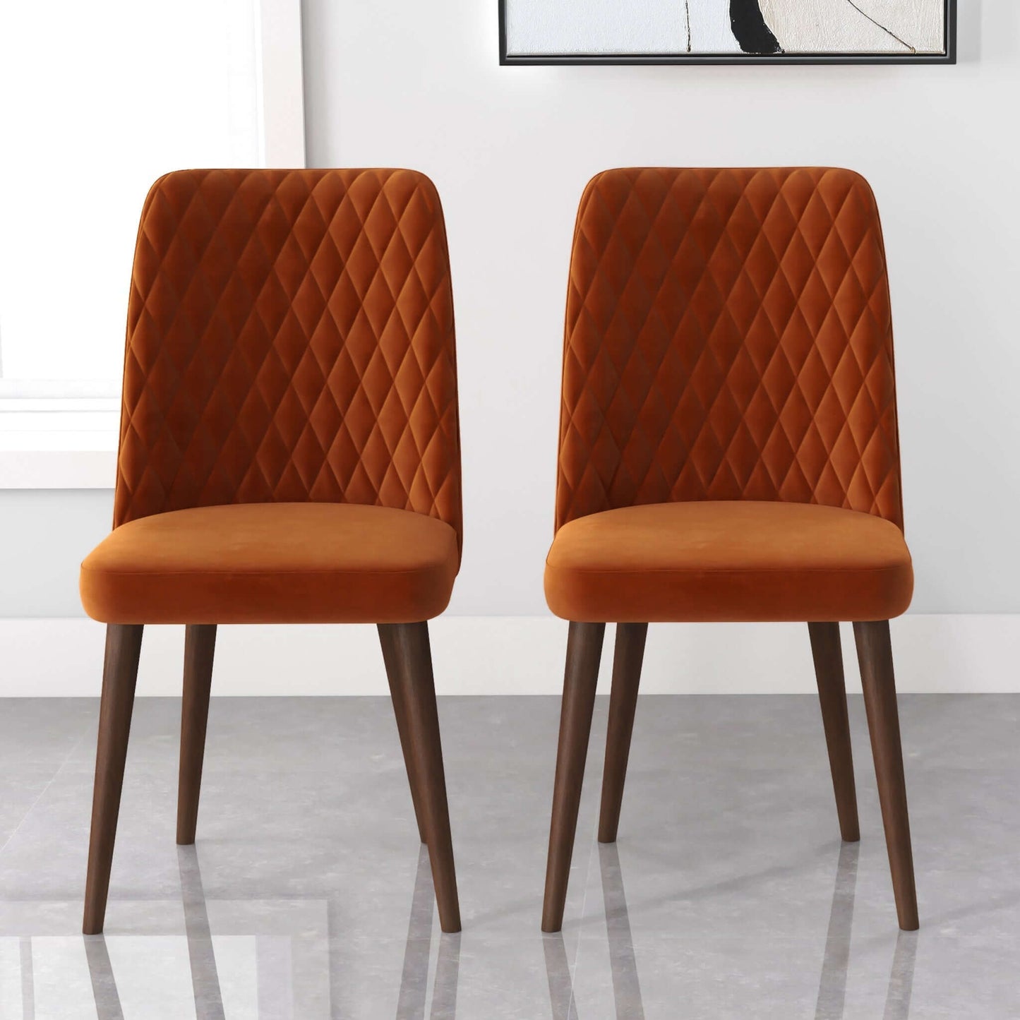 Katie Mid-Century Modern Velvet Dining Chair (Set of 2) Cream