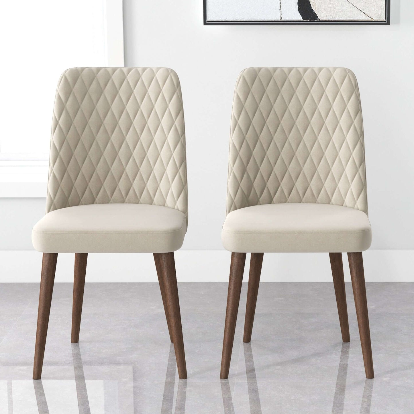 Katie Mid-Century Modern Velvet Dining Chair (Set of 2) Dark Yellow