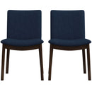 Laura Mid-Century Modern Solid Wood Dining Chair (Set of 2) Blue Linen