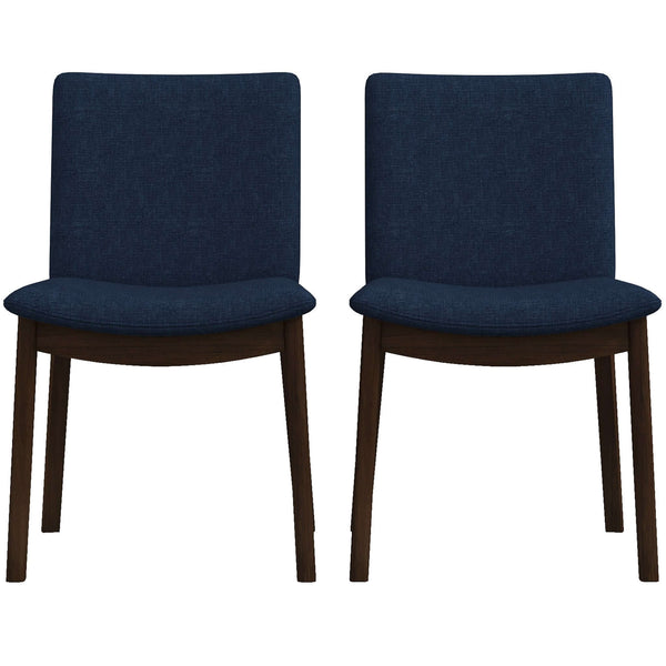 Laura Mid-Century Modern Solid Wood Dining Chair (Set of 2) Blue Linen