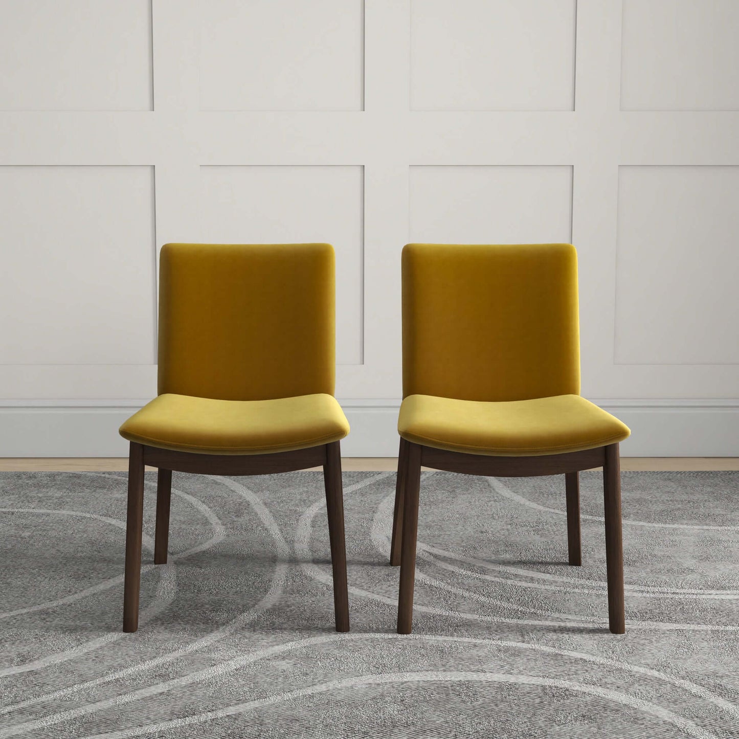 Laura Mid-Century Modern Solid Wood Dining Chair (Set of 2) Blue Linen