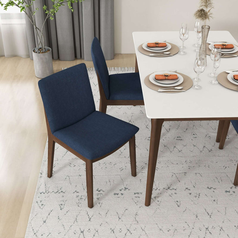 Laura Mid-Century Modern Solid Wood Dining Chair (Set of 2) Cream Linen