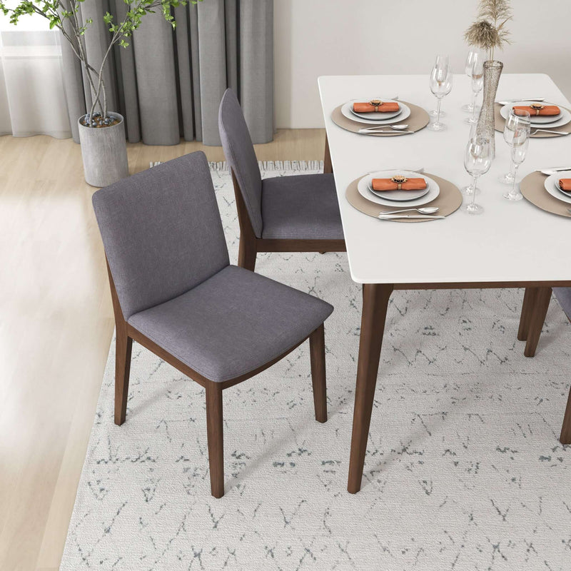 Laura Mid-Century Modern Solid Wood Dining Chair (Set of 2) Cream Linen
