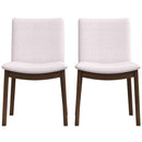 Laura Mid-Century Modern Solid Wood Dining Chair (Set of 2) Cream Linen