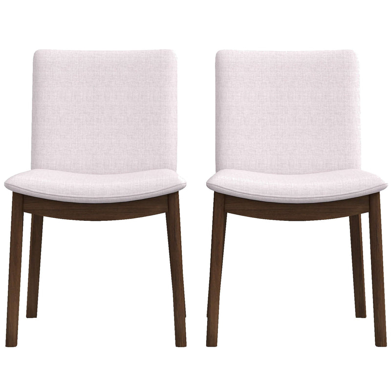 Laura Mid-Century Modern Solid Wood Dining Chair (Set of 2) Cream Linen