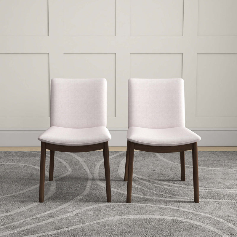 Laura Mid-Century Modern Solid Wood Dining Chair (Set of 2) Cream Linen
