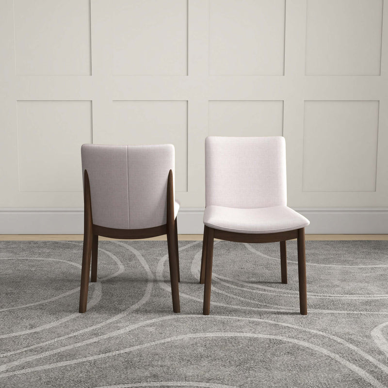 Laura Mid-Century Modern Solid Wood Dining Chair (Set of 2) Cream Linen