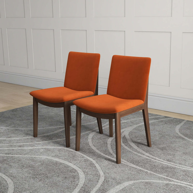 Laura Mid-Century Modern Solid Wood Dining Chair (Set of 2) Cream Linen